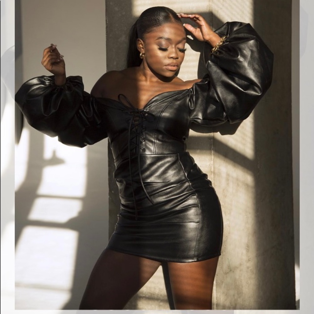 Black Vegan Leather Dress
